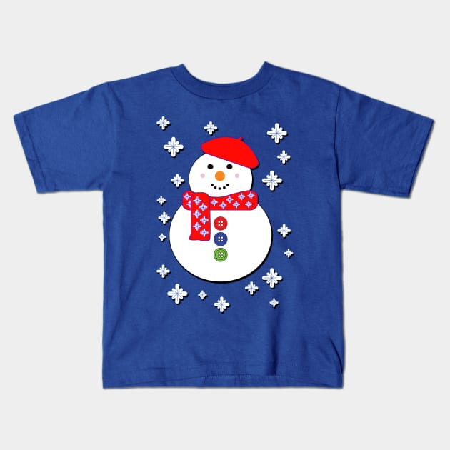 Happy Snowman Kids T-Shirt by Scar